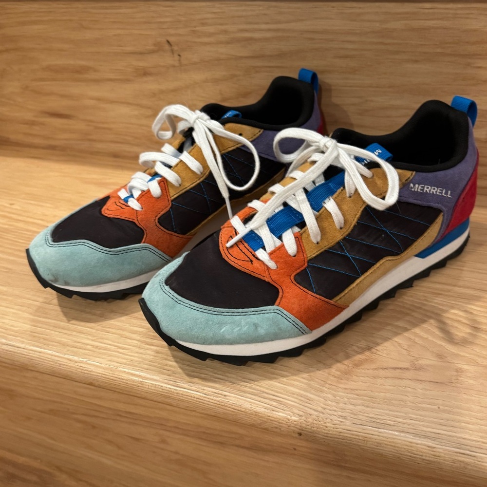 Merrell Colorful Trail Sneakers with Blue, Orange, Green, Red and Gold Accents